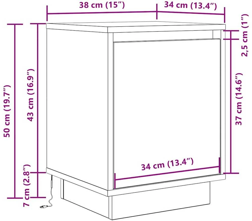 Spintelės prie lovos su LED lemputėmis 2 vnt Artisan Oak