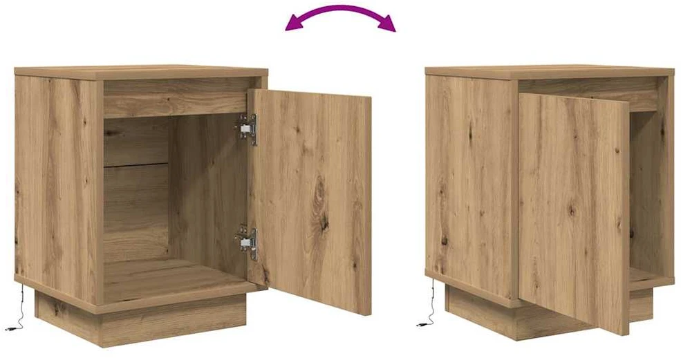 Spintelės prie lovos su LED lemputėmis 2 vnt Artisan Oak
