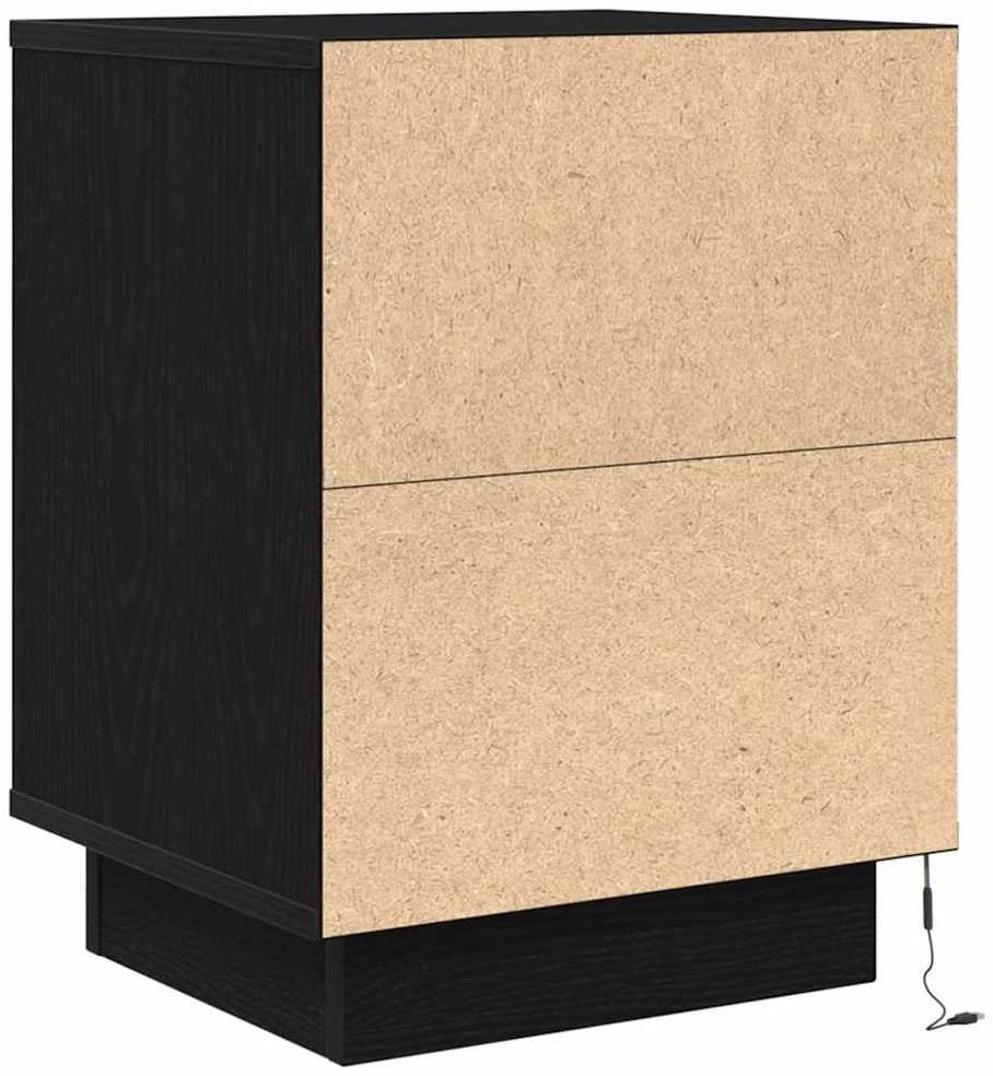 Spintelės prie lovos su LED lemputėmis 2 vnt Juodos 38x34x50 cm