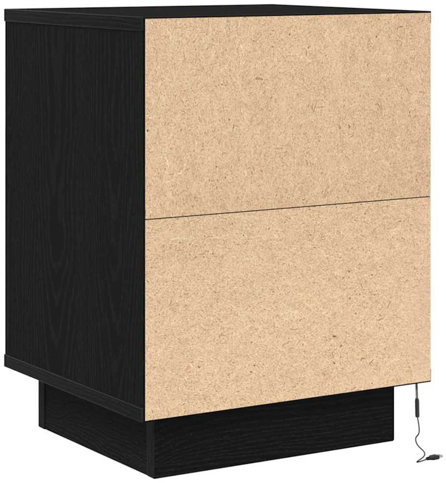 Spintelės prie lovos su LED lemputėmis 2 vnt Juodos 38x34x50 cm