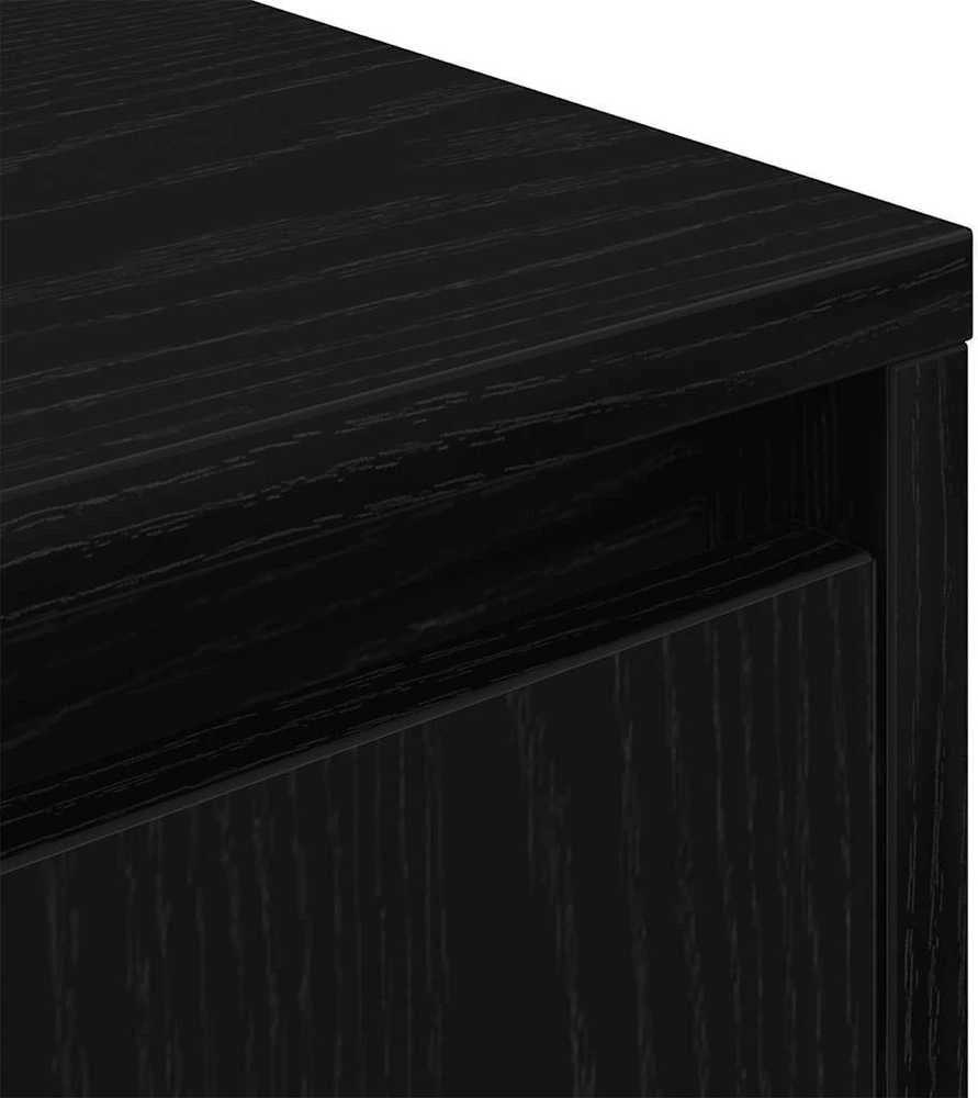 Spintelės prie lovos su LED lemputėmis 2 vnt Juodos 38x34x50 cm