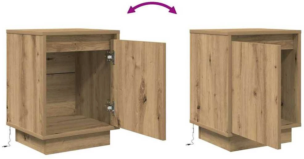 Spintelės prie lovos su LED lemputėmis 2 vnt Artisan Oak