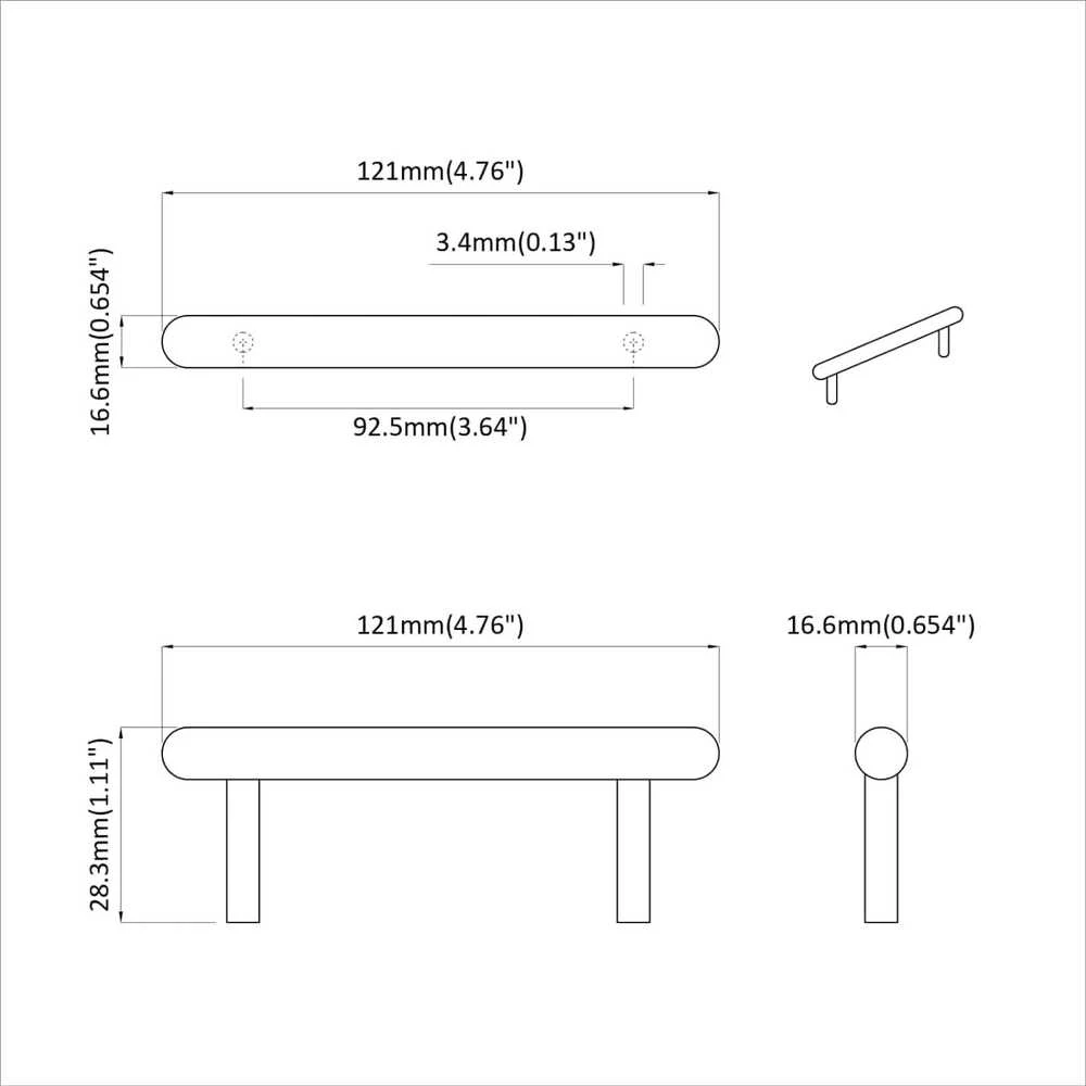 Spintelės rankena 2 vnt. Juoda 121 x 16.6 x 28.3 mm Geležis