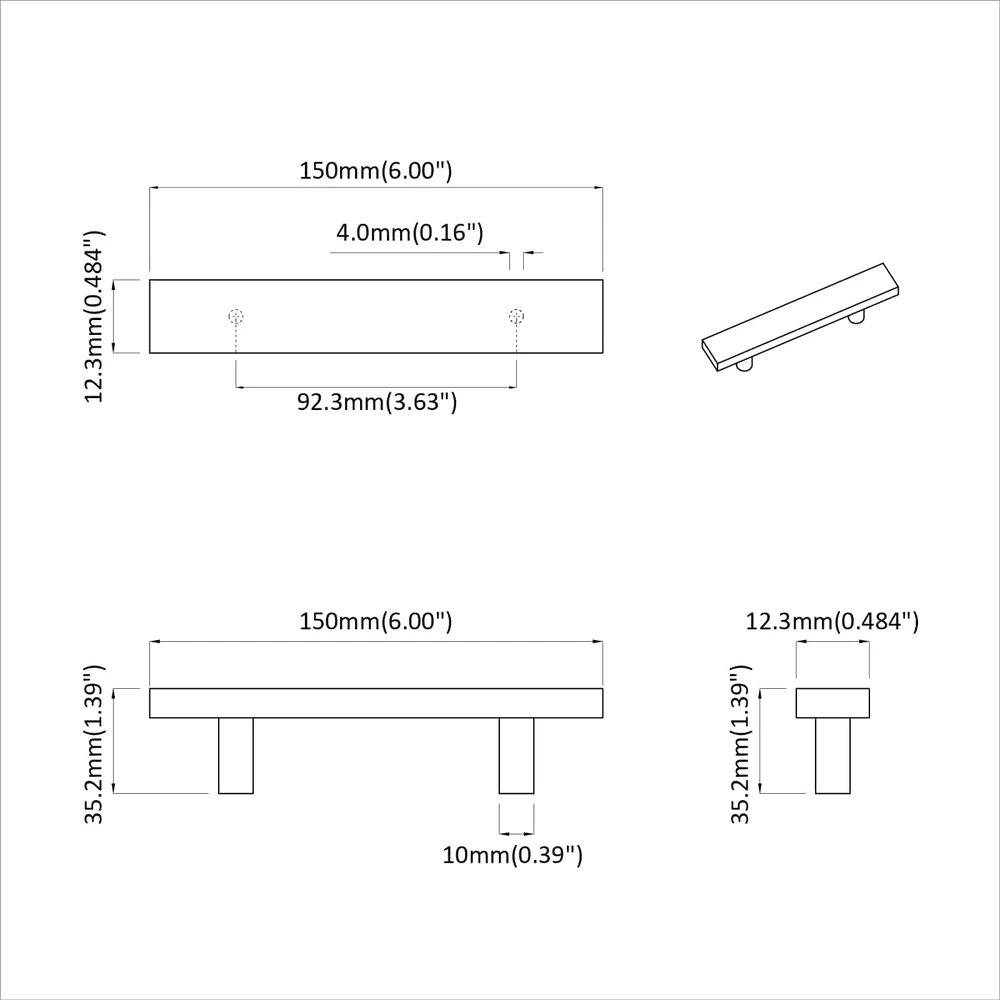 Spintelės rankena 420 vnt. Juoda 150 x 12,3 x 35,2 mm