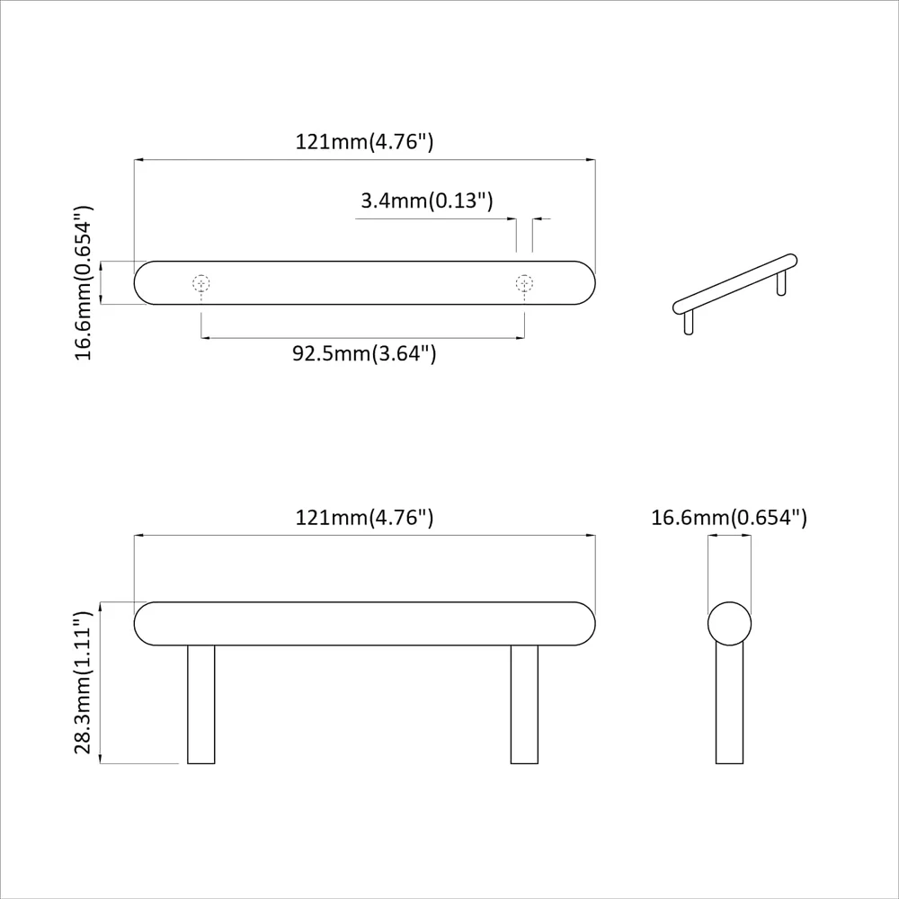 Spintelės rankena 474 vnt. Juoda 121 x 16.6 x 28.3 mm Geležis