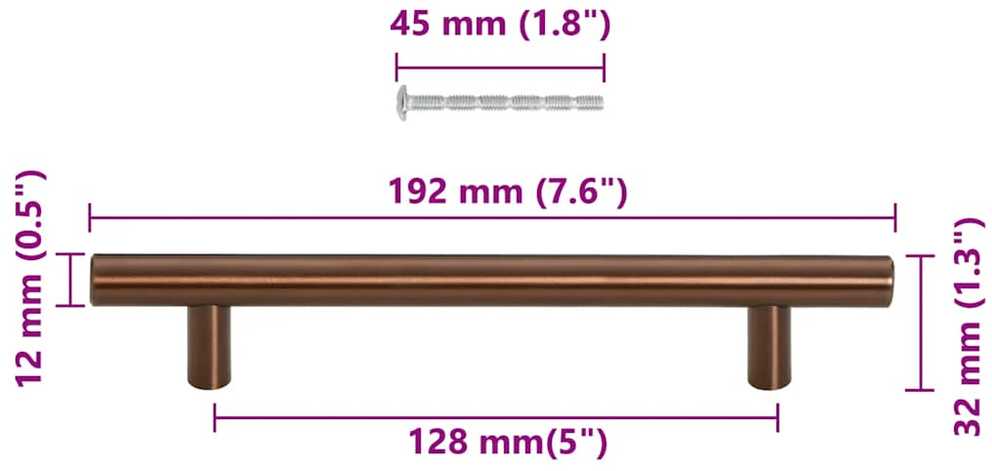 Spintelės rankenėlės, 10vnt., bronzinės, nerūdijantis plienas