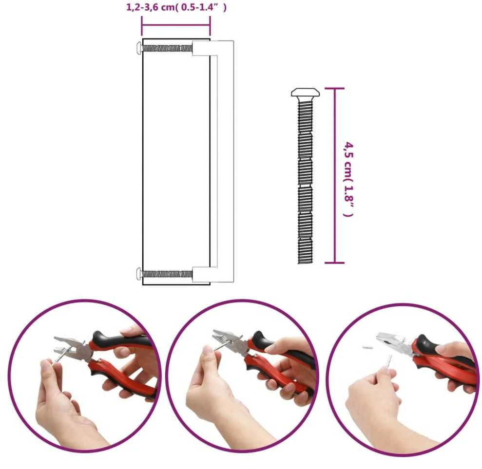 Spintelės rankenėlės, 10vnt., juodos, nerūdijantis plienas