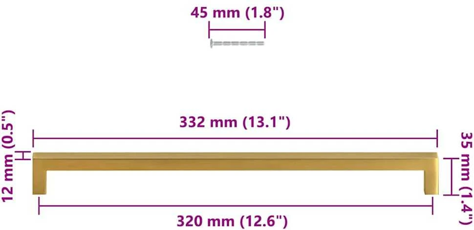 Spintelės rankenėlės, 5vnt., auksinės, nerūdijantis plienas