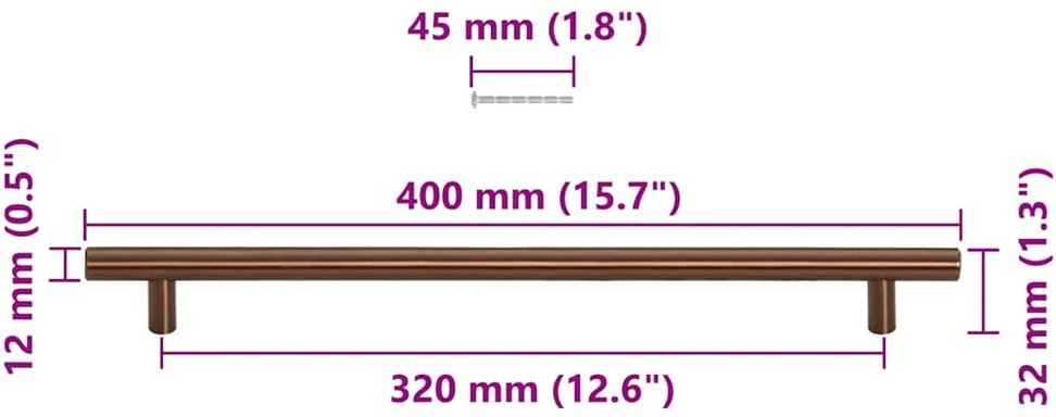 Spintelės rankenėlės, 5vnt., bronzinės, nerūdijantis plienas