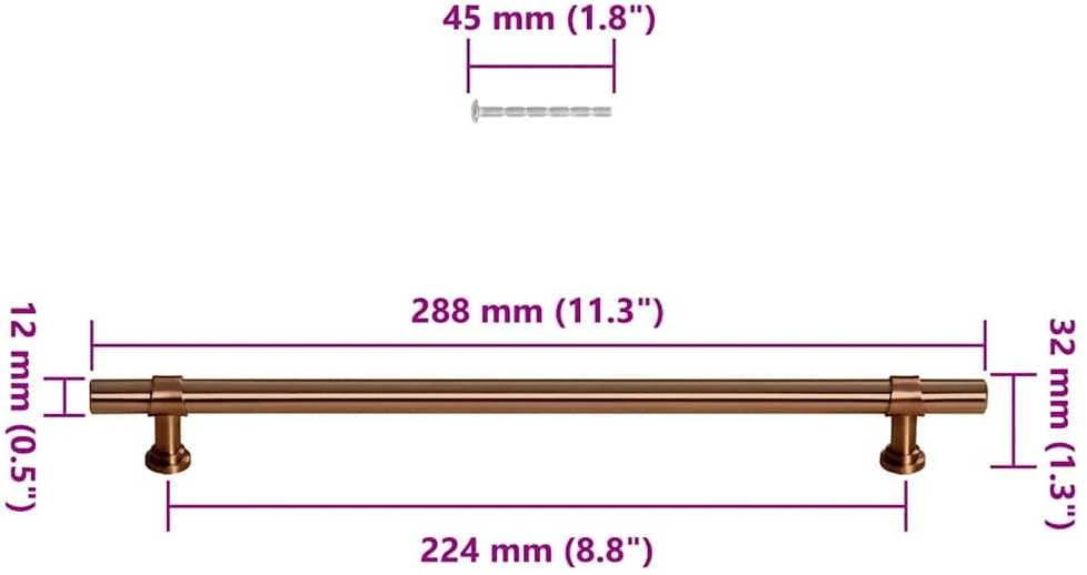 Spintelės rankenėlės, 5vnt., bronzinės, nerūdijantis plienas