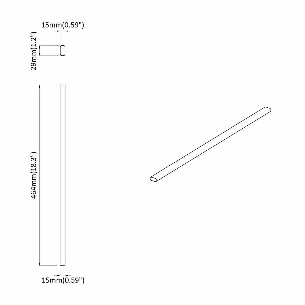 Spintos strypas 2 vnt. Sidabro 464 x 15 x 29 mm
