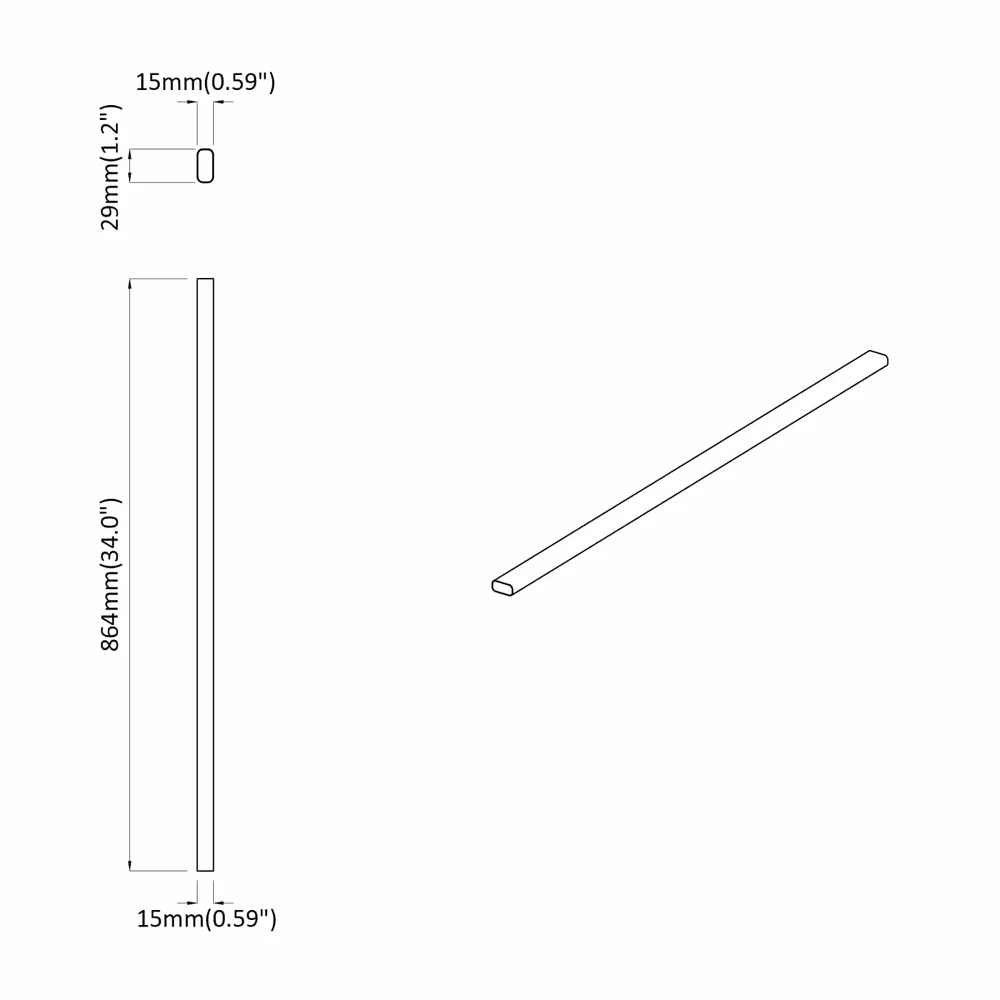 Spintos strypas 2 vnt. Sidabro 864 x 15 x 29 mm