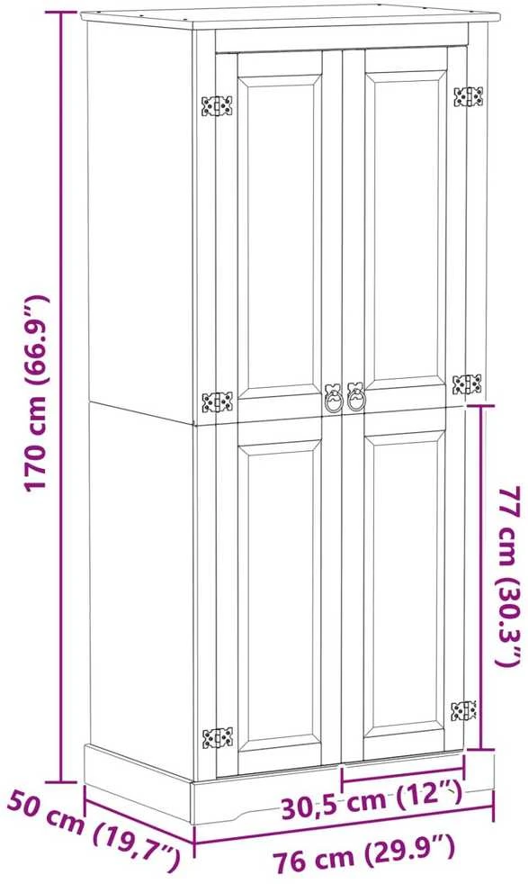 Spintos Balta 76 x 50 x 170 cm Kietos pušies mediena