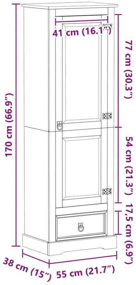 Spintos Balta 55 x 38 x 170 cm Kietos pušies mediena