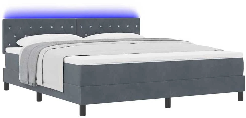 LED Čiužinio Lova Tamsiai pilka 180 x 200 cm Aksomas