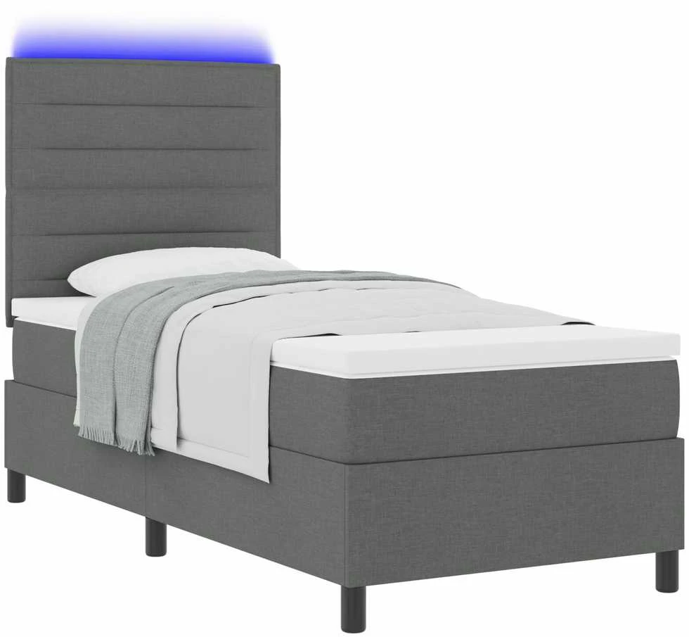 Kiemas lova su čiužiniu Tamsiai pilka 90 x 200 cm audinys