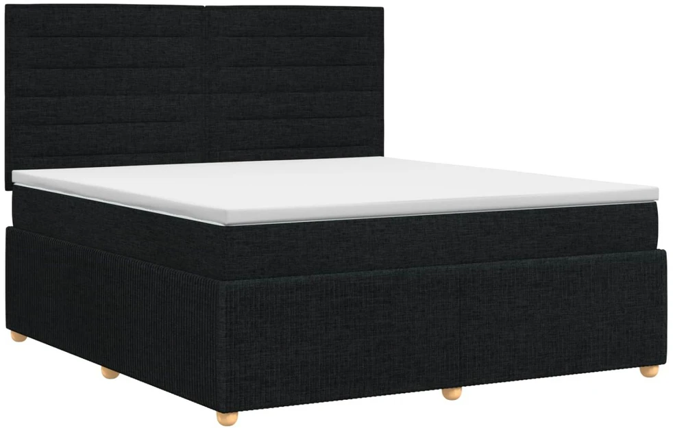 Spyruoklinė lova su čiužiniu Juoda 140 x 190 cm Audinys