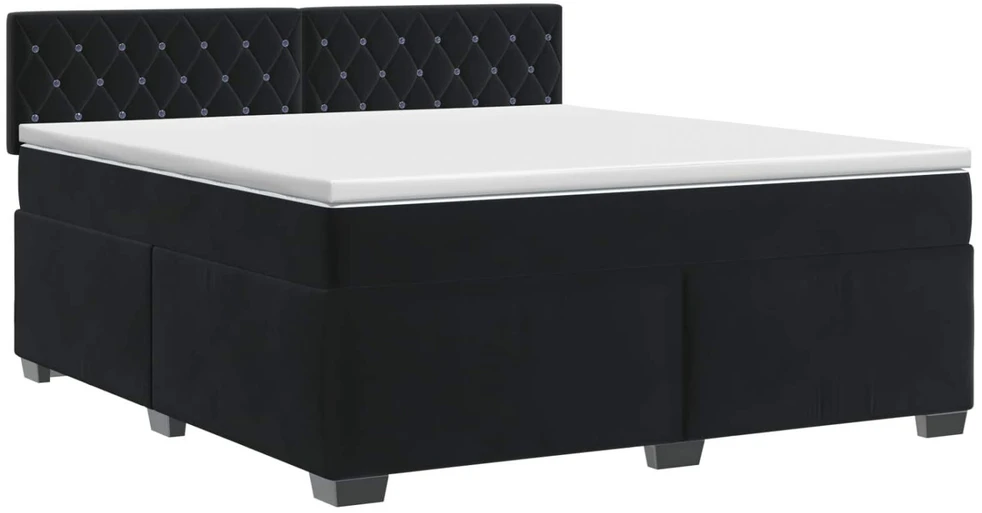 Spyruoklinė lova su čiužiniu Juoda 160 x 200 cm Aksomas