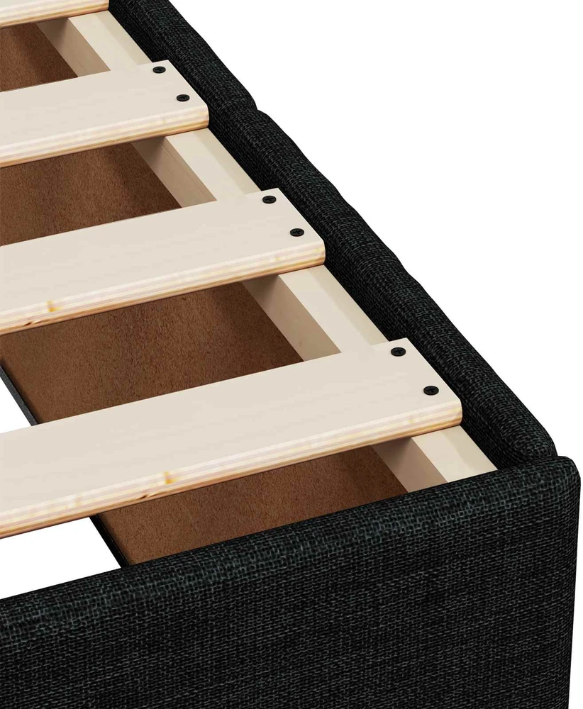 Spyruoklinė lova su čiužiniu Juoda 180 x 200 cm Audinys