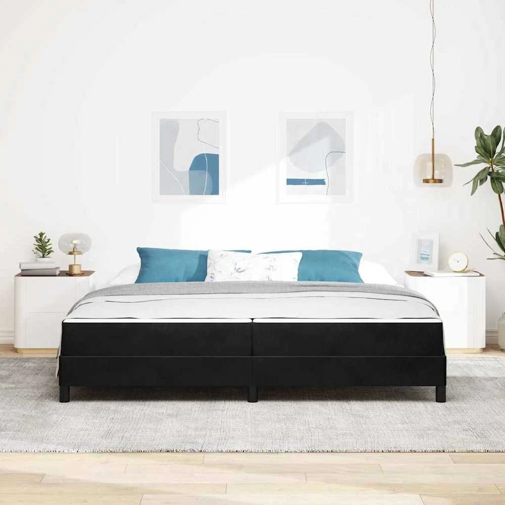Kiemas lova su čiužiniu Juoda 200 x 200 cm audinys