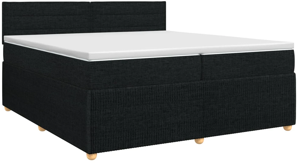 Spyruoklinė lova su čiužiniu Juoda 200 x 200 cm Audinys