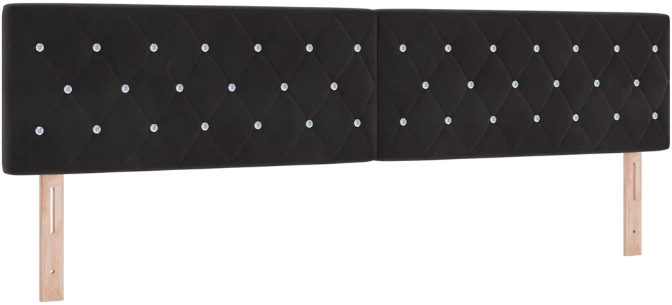 Spyruoklinė lova su čiužiniu Juoda 200 x 200 cm Aksomas