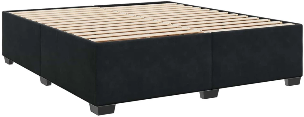 Spyruoklinė lova su čiužiniu Juoda 200 x 200 cm Aksomas
