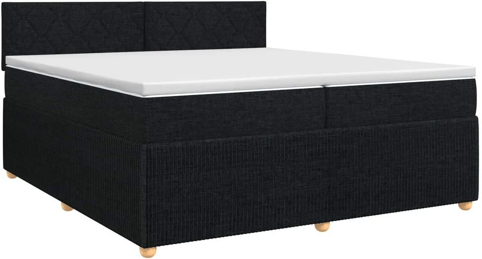 Spyruoklinė lova su čiužiniu Juoda 200 x 200 cm Audinys