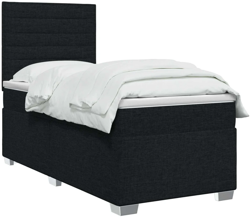 Spyruoklinė lova su čiužiniu Juoda 80 x 200 cm Audinys