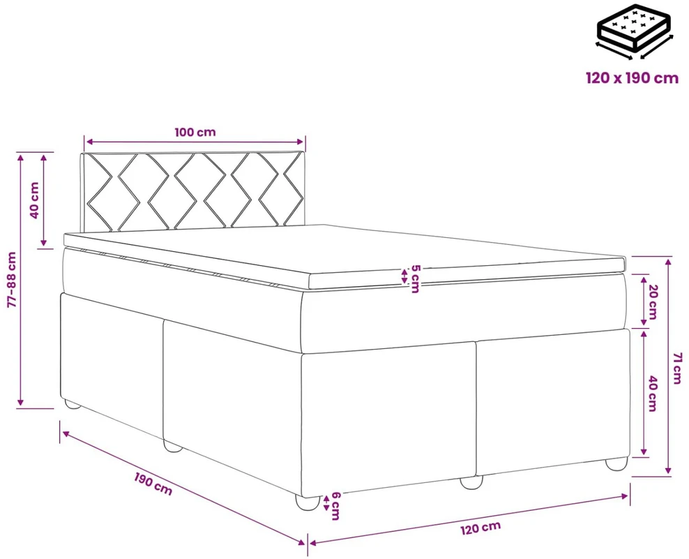 Spyruoklinė lova su čiužiniu Mėlyna 120 x 190 cm Audinys