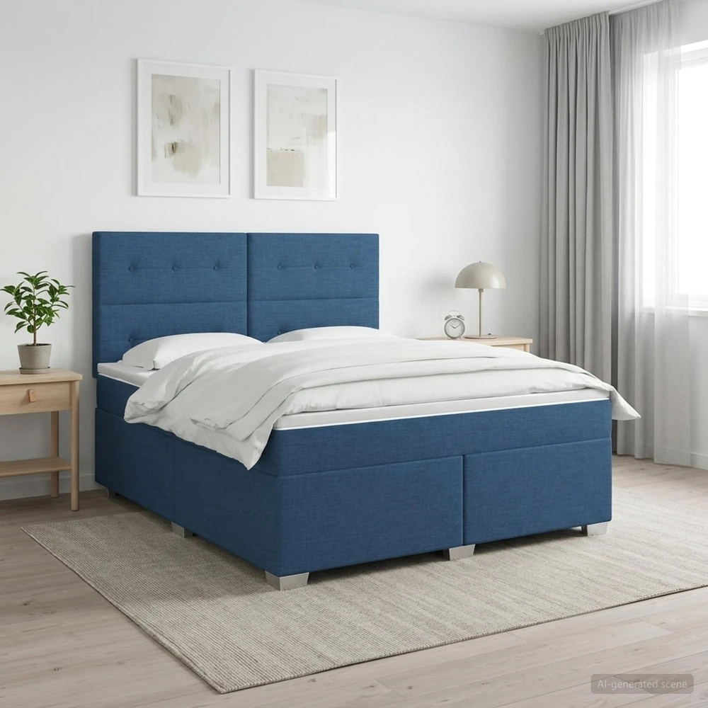Spyruoklinė lova su čiužiniu Mėlyna 140 x 200 cm Audinys