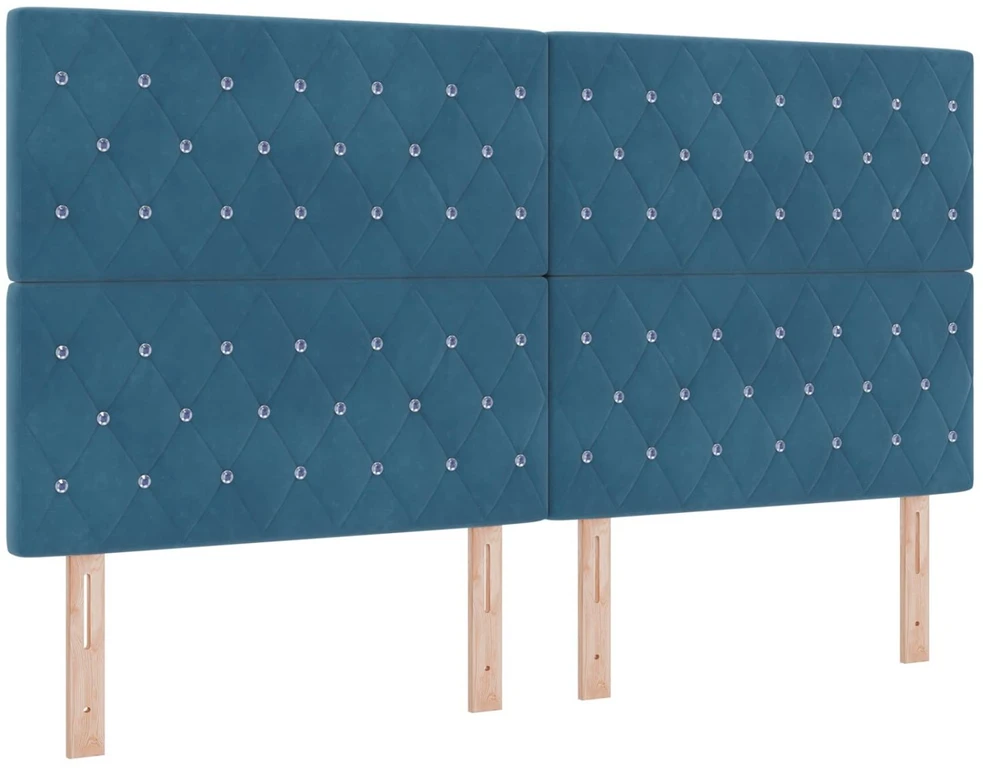 Spyruoklinė lova su čiužiniu Mėlyna 180 x 200 cm Aksomas