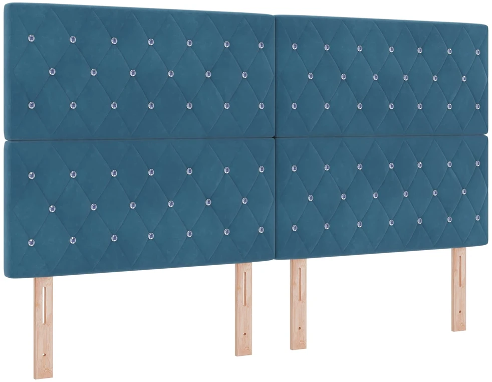 Spyruoklinė lova su čiužiniu Mėlyna 180 x 200 cm Aksomas