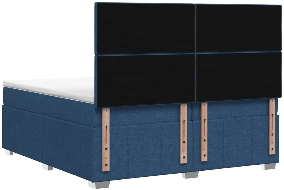 Spyruoklinė lova su čiužiniu Mėlyna 200 x 200 cm Audinys