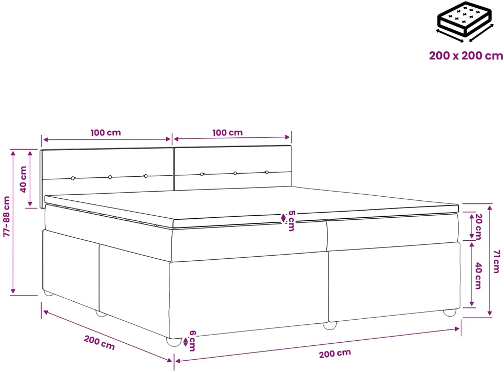 Spyruoklinė lova su čiužiniu Mėlyna 200 x 200 cm Audinys