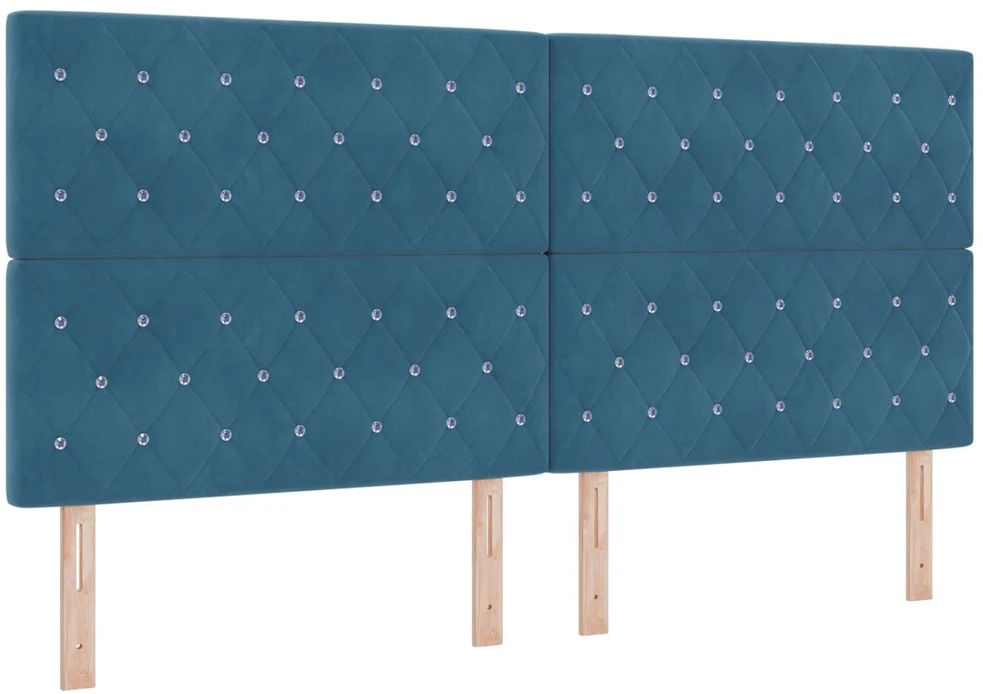 Spyruoklinė lova su čiužiniu Mėlyna 200 x 200 cm Aksomas