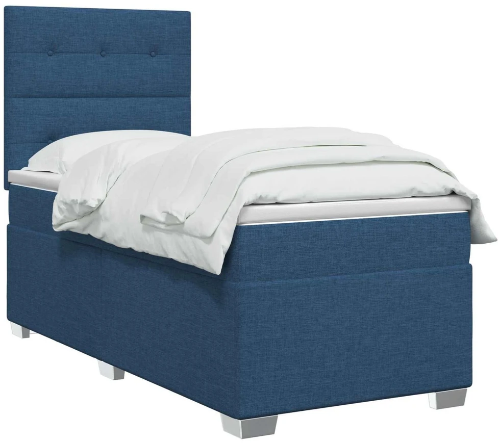 Spyruoklinė lova su čiužiniu Mėlyna 90 x 200 cm Audinys