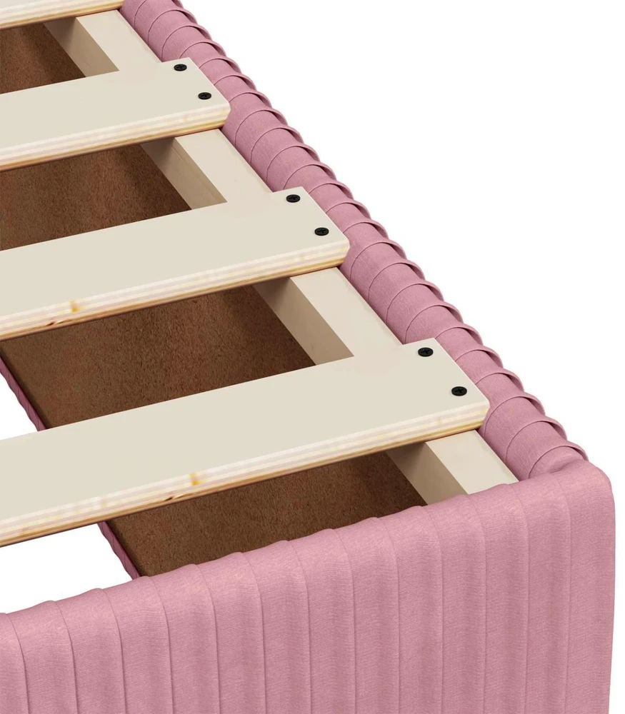 Spyruoklinė lova su čiužiniu Rožinė 140 x 190 cm Aksomas