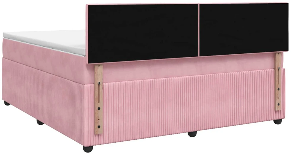 Spyruoklinė lova su čiužiniu Rožinė 160 x 200 cm Aksomas