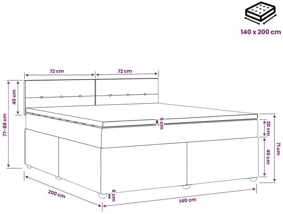 Spyruoklinė lova su čiužiniu Šviesiai pilka 140 x 200 cm