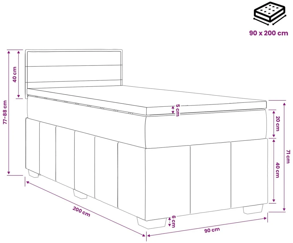 Spyruoklinė lova su čiužiniu Šviesiai pilka 90 x 200 cm Audinys