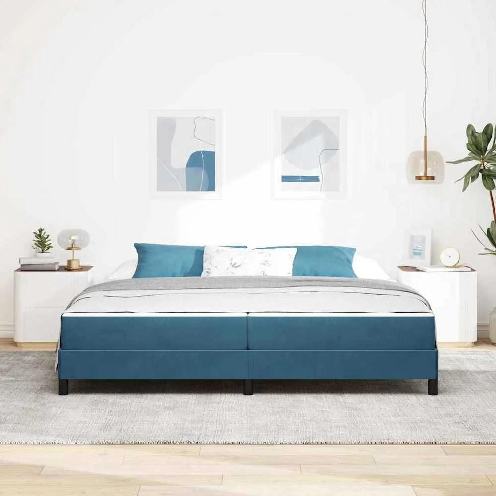 Kiemas lova su čiužiniu Tamsiai mėlyna 200 x 200 cm audinys