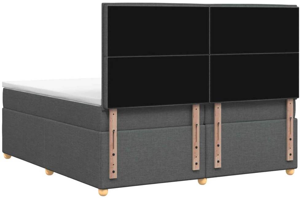 Spyruoklinė lova su čiužiniu Tamsiai pilka 200 x 200 cm Audinys