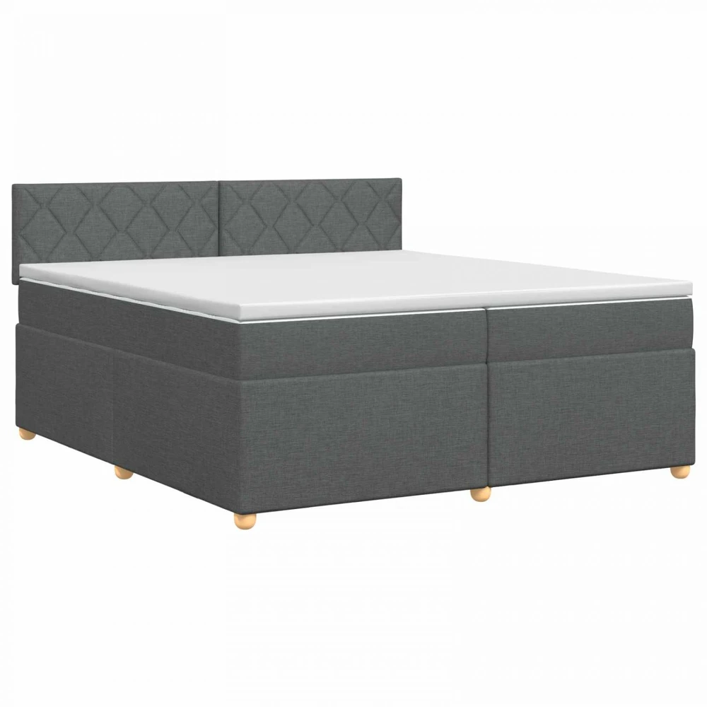 Spyruoklinė lova su čiužiniu Tamsiai pilka 200 x 200 cm Audinys