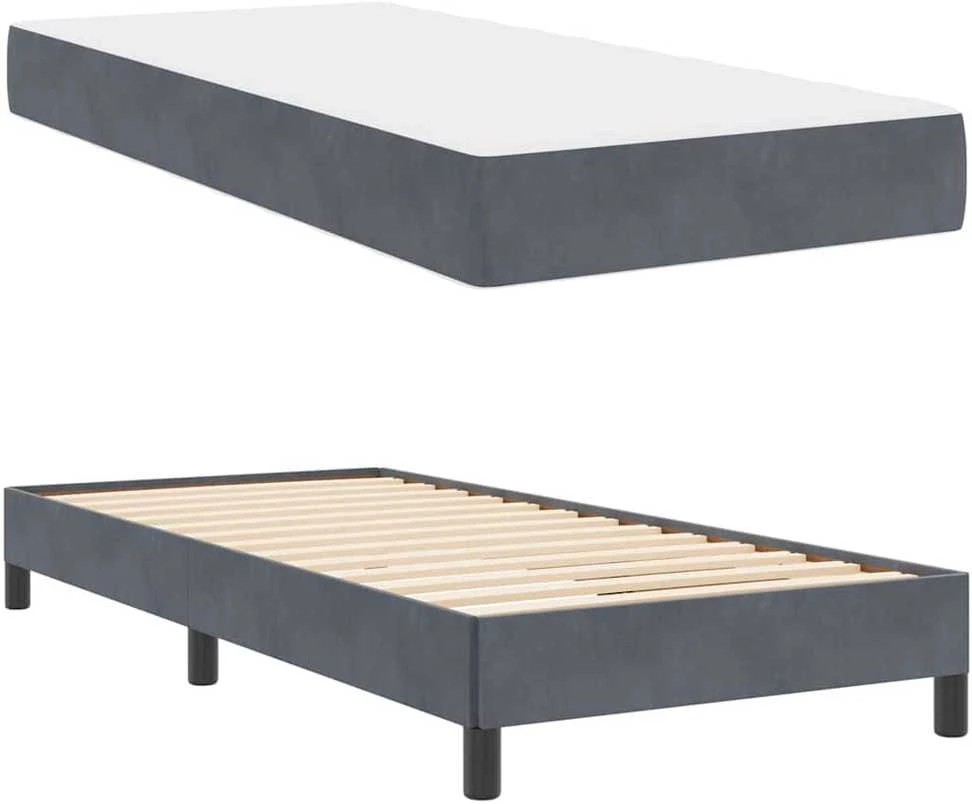 Kiemas lova su čiužiniu Tamsiai pilka 80 x 210 cm audinys