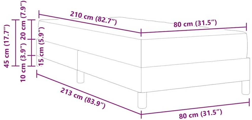 Kiemas lova su čiužiniu Tamsiai pilka 80 x 210 cm audinys