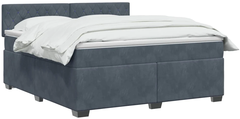 Spyruoklinė lova su čiužiniu Tamsiai pilka 180 x 200 cm Aksomas
