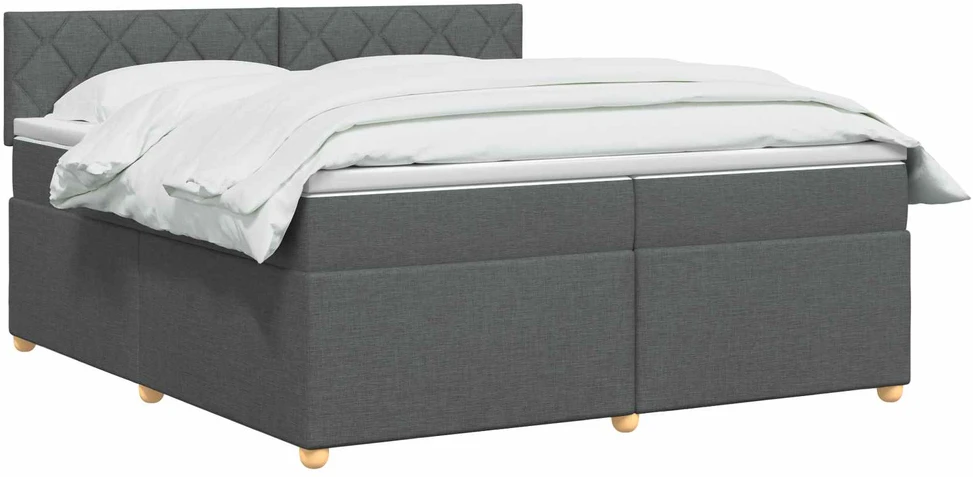 Spyruoklinė lova su čiužiniu Tamsiai pilka 200 x 200 cm Audinys