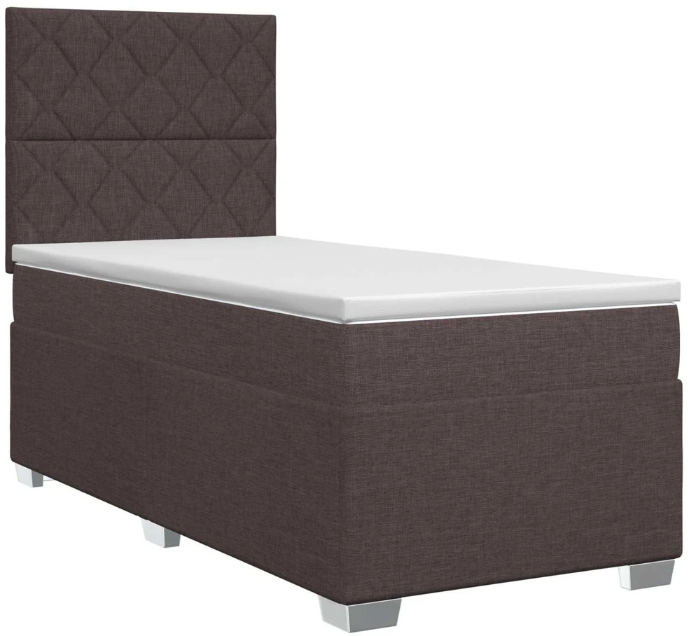 Spyruoklinė lova su čiužiniu Tamsiai rudas 80 x 200 cm Audinys
