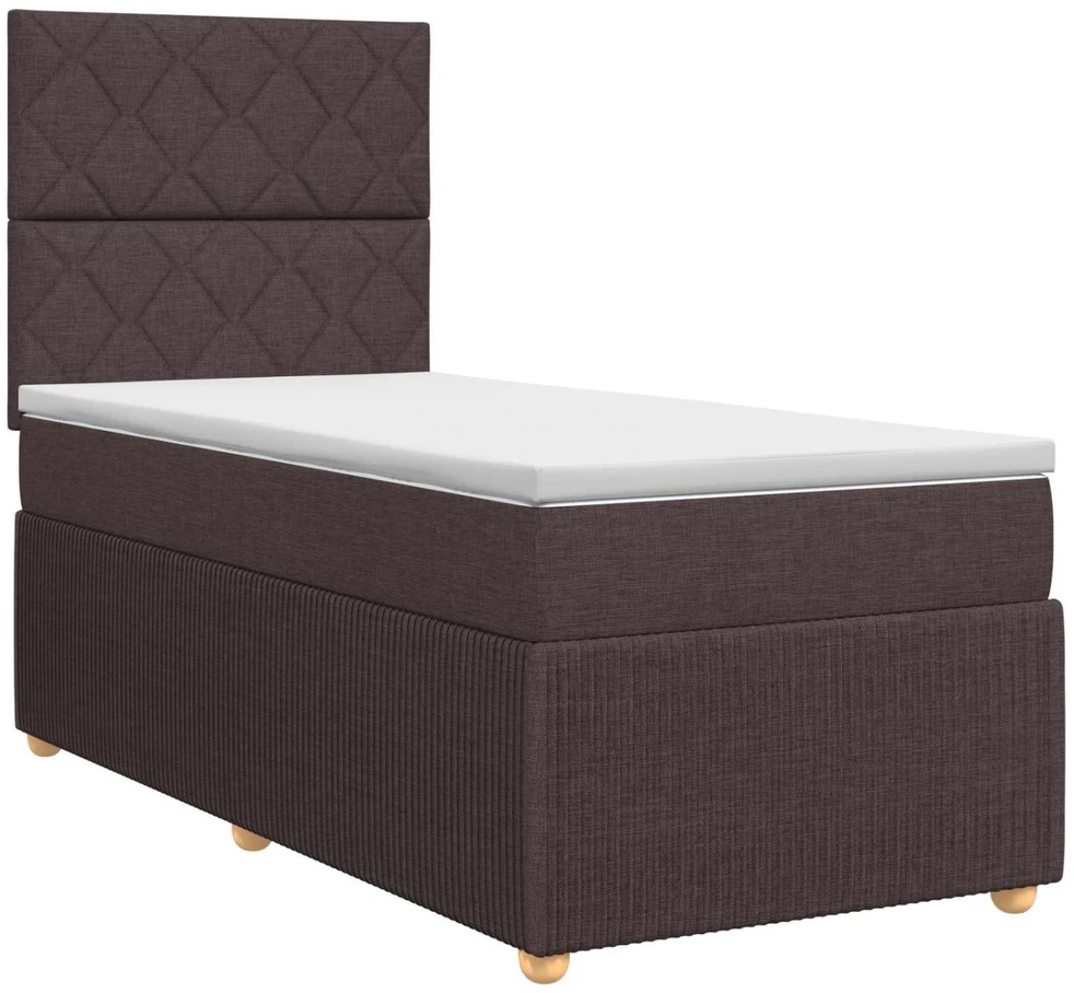 Spyruoklinė lova su čiužiniu Tamsiai rudas 90 x 200 cm Audinys